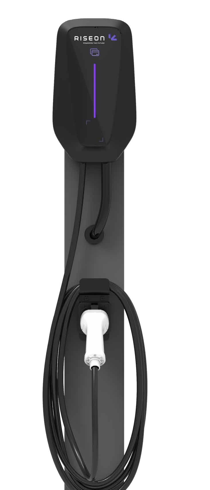 Carregador Rise Black do catálogo, apresentado em pedestal